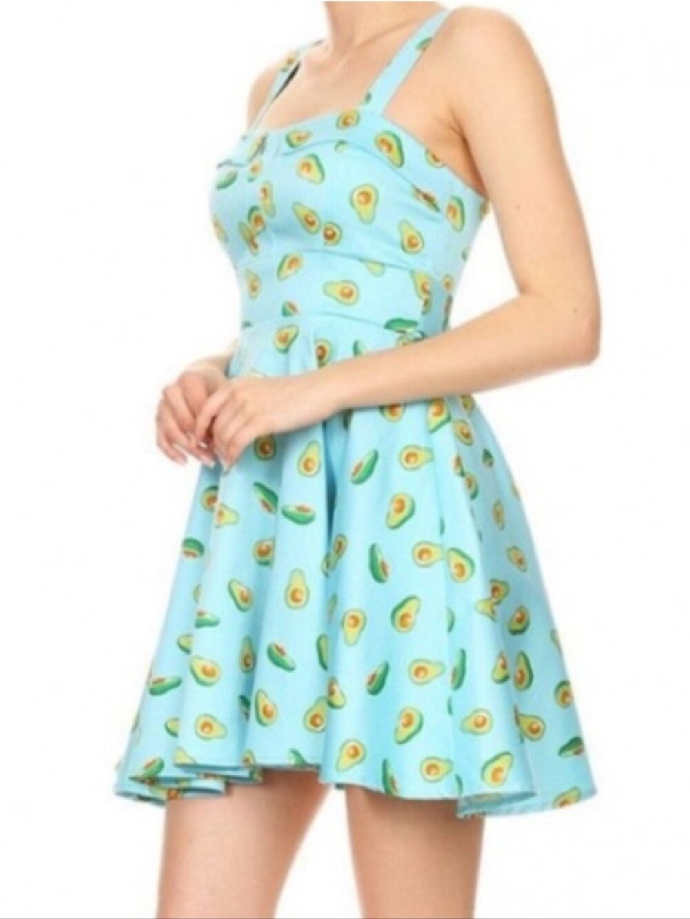 Aqua Blue Avocado Print Dress